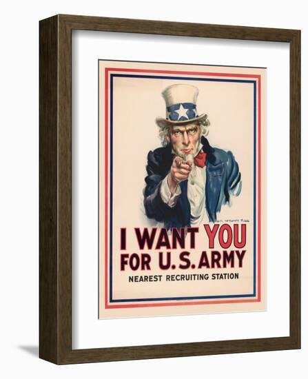 Uncle Sam, I Want You for the U.S. Army, 1917-James Montgomery Flagg-Framed Art Print