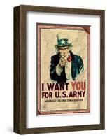 Uncle Sam: I Want You For U.S. Army - Vintage-null-Framed Art Print