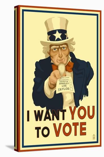 Uncle Sam - I Want You to Vote - Political-Lantern Press-Stretched Canvas