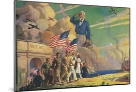 Uncle Sam Saluting Soldiers and Sailors-null-Mounted Art Print