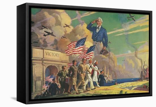 Uncle Sam Saluting Soldiers and Sailors-null-Framed Stretched Canvas