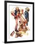 "Uncle Sam Sawing Wood,"July 2, 1932-Joseph Christian Leyendecker-Framed Giclee Print