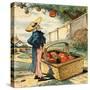 Uncle Sam Standing beside Basket of Apples-Bettmann-Stretched Canvas