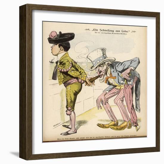 Uncle Sam Takes a Puff at Spain's Havana Cigar-W.a. Wellner-Framed Art Print