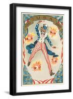 Uncle Sam Throwing Fire Crackers, Hurrah-null-Framed Art Print