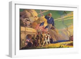 Uncle Sam Viewing Color Guard-null-Framed Art Print