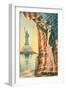 Uncle Sam Viewing Statue of Liberty-null-Framed Art Print