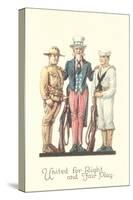 Uncle Sam with Soldier and Sailor-null-Stretched Canvas