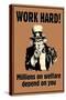 Uncle Sam Work Hard Millions On Welfare Depend on You-null-Stretched Canvas