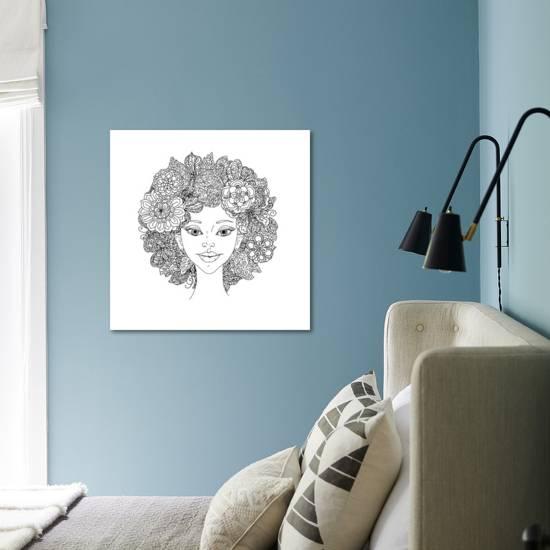 Download Uncolored Girlish Face For Adult Coloring Book In Famous Zenart Art Therapy Anti Stress Style Hand Prints Mashabr Allposters Com