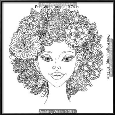 Download Uncolored Girlish Face For Adult Coloring Book In Famous Zenart Art Therapy Anti Stress Style Hand Prints Mashabr Allposters Com