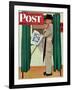 "Undecided" Saturday Evening Post Cover, November 4, 1944.  Man in voting booth w/newspaper.-Norman Rockwell-Framed Giclee Print