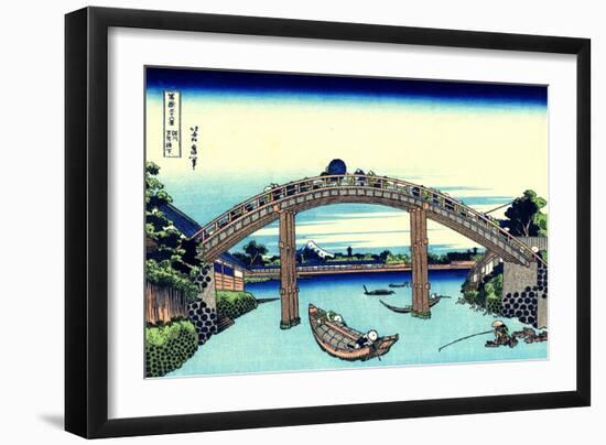 Under Mannen Bridge at Fukagawa' (From a Series 36 Views of Mount Fuj), 1830-1833-Katsushika Hokusai-Framed Giclee Print