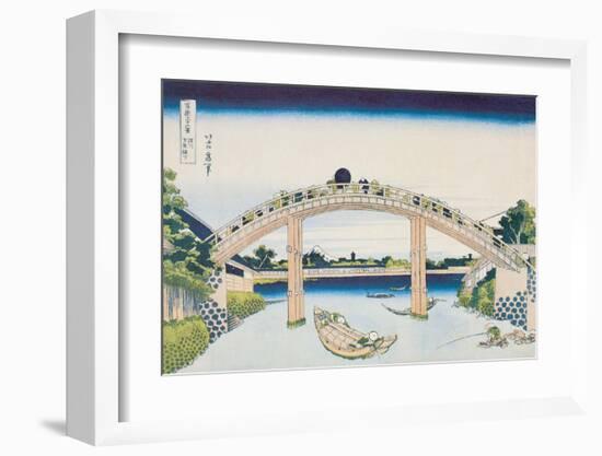 Under Mannen Bridge at Fukagawa-Katsushika Hokusai-Framed Art Print