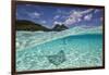 Under Over Underwater Shot Of A Stingray On White Sand, With Tourists Legs In The Bkgd Bora Bora-Karine Aigner-Framed Photographic Print