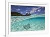 Under Over Underwater Shot Of A Stingray On White Sand, With Tourists Legs In The Bkgd Bora Bora-Karine Aigner-Framed Photographic Print