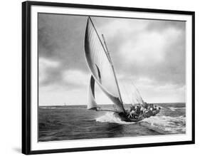 Under sail, Sydney Harbour-null-Framed Art Print