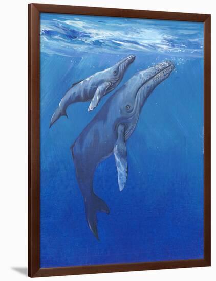 Under Sea Whales I-Tim O'toole-Framed Art Print