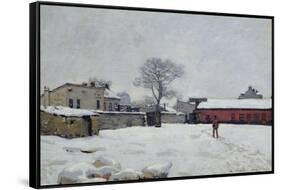 Under Snow: the Farmyard at Marly-Le-Roi, 1876-Alfred Sisley-Framed Stretched Canvas
