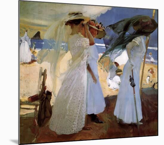 Under the Awning, Zarauz-Joaquín Sorolla y Bastida-Mounted Art Print