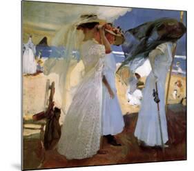 Under the Awning, Zarauz-Joaquín Sorolla y Bastida-Mounted Art Print