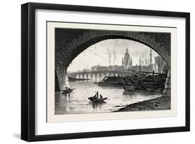 Under the Bridge, Dresden, Germany, 19th Century-null-Framed Giclee Print