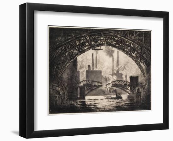 Under the Bridges, Chicago, 1910-Joseph Pennell-Framed Giclee Print