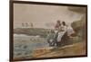 Under the Cliff, Cullercoats , C.1881 (W/C & Graphite on Wove Paper)-Winslow Homer-Framed Giclee Print