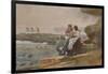 Under the Cliff, Cullercoats , C.1881 (W/C & Graphite on Wove Paper)-Winslow Homer-Framed Giclee Print