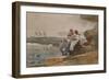 Under the Cliff, Cullercoats , C.1881 (W/C & Graphite on Wove Paper)-Winslow Homer-Framed Giclee Print