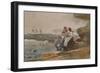Under the Cliff, Cullercoats , C.1881 (W/C & Graphite on Wove Paper)-Winslow Homer-Framed Premium Giclee Print