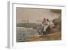 Under the Cliff, Cullercoats , C.1881 (W/C & Graphite on Wove Paper)-Winslow Homer-Framed Premium Giclee Print