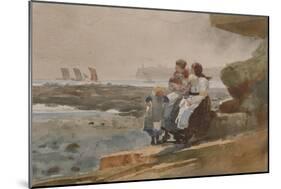 Under the Cliff, Cullercoats , C.1881 (W/C & Graphite on Wove Paper)-Winslow Homer-Mounted Premium Giclee Print