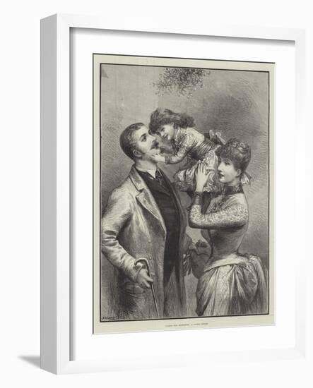 Under the Mistletoe, a Little Sister-null-Framed Giclee Print