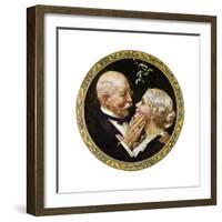 Under the Mistletoe (or Elderly Couple under Mistletoe)-Norman Rockwell-Framed Giclee Print