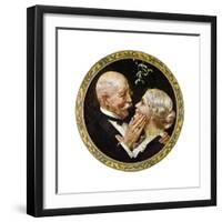 Under the Mistletoe (or Elderly Couple under Mistletoe)-Norman Rockwell-Framed Giclee Print