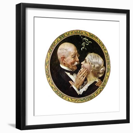 Under the Mistletoe (or Elderly Couple under Mistletoe)-Norman Rockwell-Framed Giclee Print