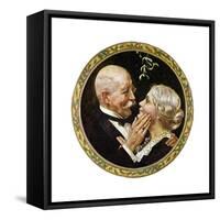 Under the Mistletoe (or Elderly Couple under Mistletoe)-Norman Rockwell-Framed Stretched Canvas