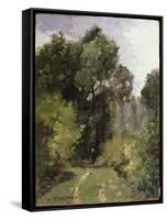 Under the Trees, 1864 (Oil on Board)-Camille Pissarro-Framed Stretched Canvas