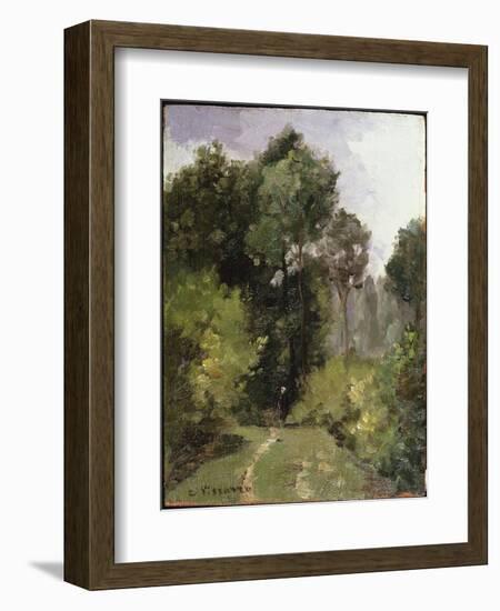 Under the Trees, 1864 (Oil on Board)-Camille Pissarro-Framed Giclee Print