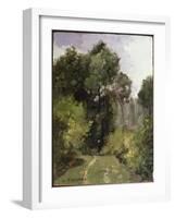 Under the Trees, 1864 (Oil on Board)-Camille Pissarro-Framed Giclee Print