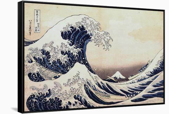Under the Wave Off Kanagawa, 1831-1834-Katsushika Hokusai-Framed Stretched Canvas