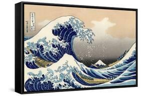 Under the Wave off Kanagawa by Hokusai-Fine Art-Framed Stretched Canvas