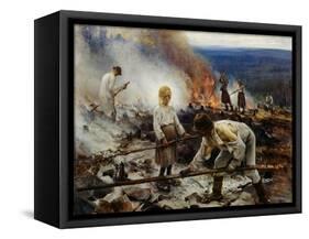 Under the Yoke (Burning the Brushwoo)-Eero Järnefelt-Framed Stretched Canvas