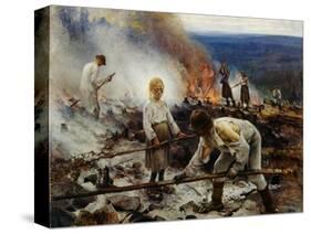 Under the Yoke (Burning the Brushwoo)-Eero Järnefelt-Stretched Canvas