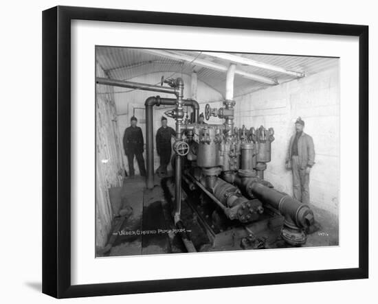 Underground Pump Room in Coal Mine, Newcastle, WA, 1909-Asahel Curtis-Framed Giclee Print