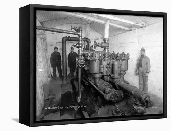 Underground Pump Room in Coal Mine, Newcastle, WA, 1909-Asahel Curtis-Framed Stretched Canvas