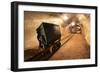 Underground Train in Mine, Carts in Gold, Silver and Copper Mine.-TTstudio-Framed Photographic Print