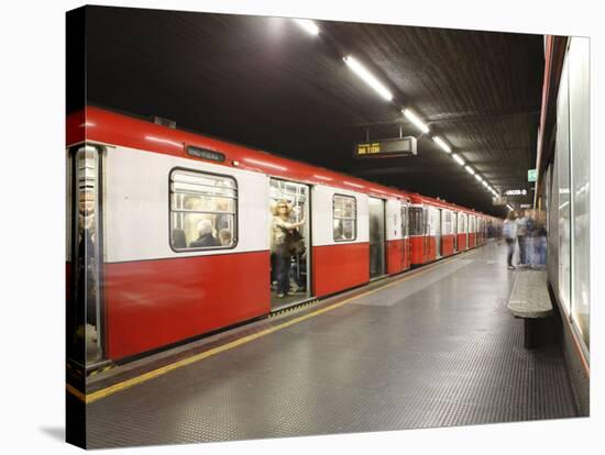 Underground Train, Milan, Lombardy, Italy, Europe-Vincenzo Lombardo-Stretched Canvas