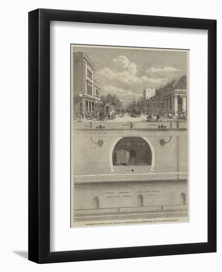 Underground Works at the Junction of Hampstead-Road, Euston-Road, and Tottenham-Court-Road-null-Framed Premium Giclee Print